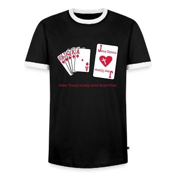 Jesus & Royal Flush - Männer Kontrast-T-Shirt - Schwarz/Weiß - Vorne - AI Model Female 172 light (172cm) & AI Model Male 178 light (178cm)