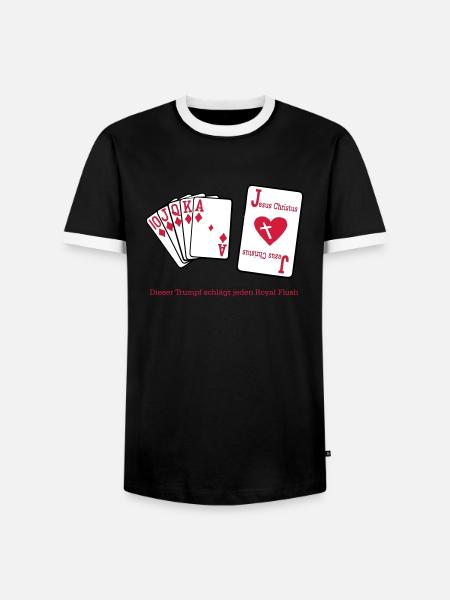 Jesus & Royal Flush - Männer Kontrast-T-Shirt - Schwarz/Weiß