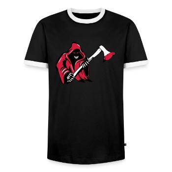 Horror tod axt monster - Männer Kontrast-T-Shirt - Schwarz/Weiß - Vorne - AI Model Female 172 light (172cm) & AI Model Male 178 light (178cm)