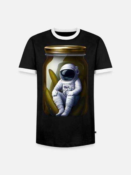 Astronaut im Gurkenglas - Männer Kontrast-T-Shirt - Schwarz/Weiß