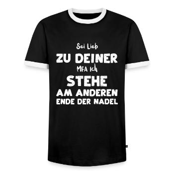 Sei Lieb Zu Deiner MFA Ich Stehe... - Männer Kontrast-T-Shirt - Schwarz/Weiß - Vorne - AI Model Female 172 light (172cm) & AI Model Male 178 light (178cm)