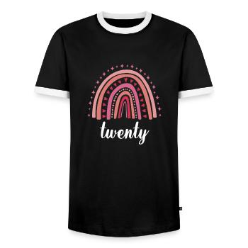 Rot Regenbogen Zwanzig Jahre 20. Geburtstag - Männer Kontrast-T-Shirt - Schwarz/Weiß - Vorne - AI Model Female 172 light (172cm) & AI Model Male 178 light (178cm)