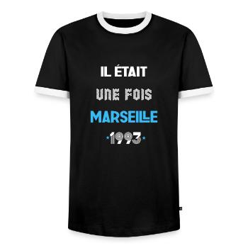 Il était une fois, Marseille - T-shirt contrasté Homme - noir/blanc - Devant - AI Model Female 172 light (172cm) & AI Model Male 178 light (178cm)