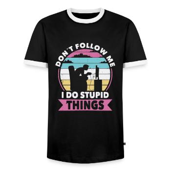 Nicht folgen Gamer - Männer Kontrast-T-Shirt - Schwarz/Weiß - Vorne - AI Model Female 172 light (172cm) & AI Model Male 178 light (178cm)