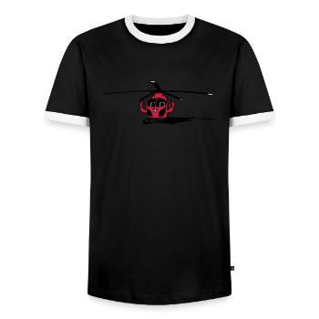 Land , helicopter - Men's Ringer Shirt - black/white - Front - AI Model Female 172 light (172cm) & AI Model Male 178 light (178cm)