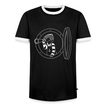 sailor the son - Men's Ringer Shirt - black/white - Front - AI Model Female 172 light (172cm) & AI Model Male 178 light (178cm)
