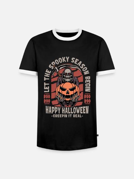 Halloween Grim Reaper with Pumpkin - Men's Ringer Shirt - black/white