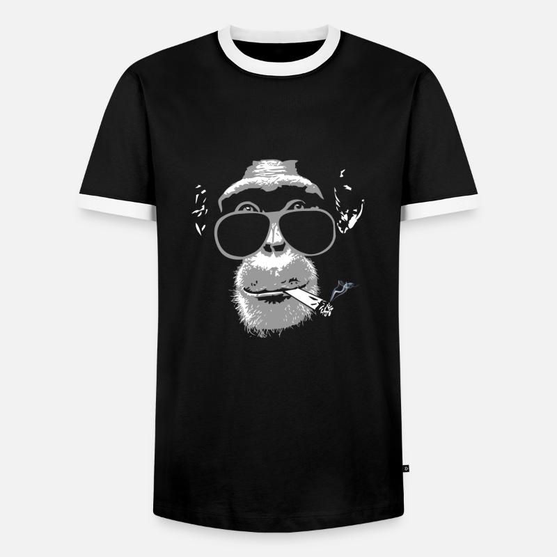 Chimpanzee with joint - Men's Ringer Shirt - black/white