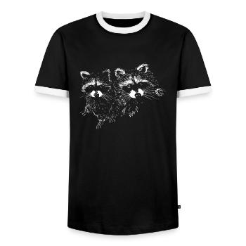 Raccoons - Männer Kontrast-T-Shirt - Schwarz/Weiß - Vorne - AI Model Female 172 light (172cm) & AI Model Male 178 light (178cm)
