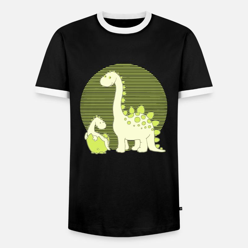 Dinosaur Mom with Hatching Egg - Männer Kontrast-T-Shirt - Schwarz/Weiß