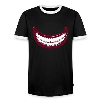 mouth monster halloween horror - Men's Ringer Shirt - black/white - Front - AI Model Female 172 light (172cm) & AI Model Male 178 light (178cm)