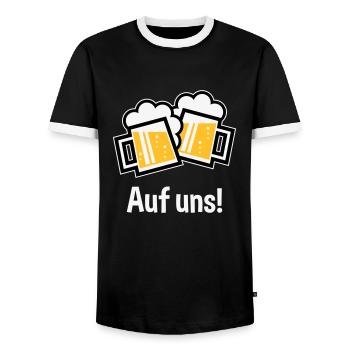 XAufuns! – 2 Bayrische Originale (3) - Männer Kontrast-T-Shirt - Schwarz/Weiß - Vorne - AI Model Female 172 light (172cm) & AI Model Male 178 light (178cm)