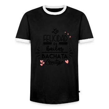 Happiness is dancing Bachata with you - Men's Ringer Shirt - black/white - Front - AI Model Female 172 light (172cm) & AI Model Male 178 light (178cm)