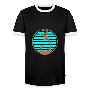 Rentier Rehkiz Rehe Hirsch Geweih Rentier Wild - Männer Kontrast-T-Shirt - Schwarz/Weiß - Vorne - AI Model Female 172 light (172cm) & AI Model Male 178 light (178cm)