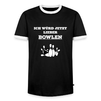 Bowlen - Geschenk - Männer Kontrast-T-Shirt - Schwarz/Weiß - Vorne - AI Model Female 172 light (172cm) & AI Model Male 178 light (178cm)