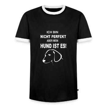 Hundehalter Hund Hunde Gassi Haustier Geschenk - Männer Kontrast-T-Shirt - Schwarz/Weiß - Vorne - AI Model Female 172 light (172cm) & AI Model Male 178 light (178cm)