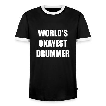 Drummer - Men's Ringer Shirt - black/white - Front - AI Model Female 172 light (172cm) & AI Model Male 178 light (178cm)