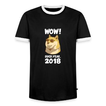 Cool dog with sunglasses - Success in 2018 - Men's Ringer Shirt - black/white - Front - AI Model Female 172 light (172cm) & AI Model Male 178 light (178cm)