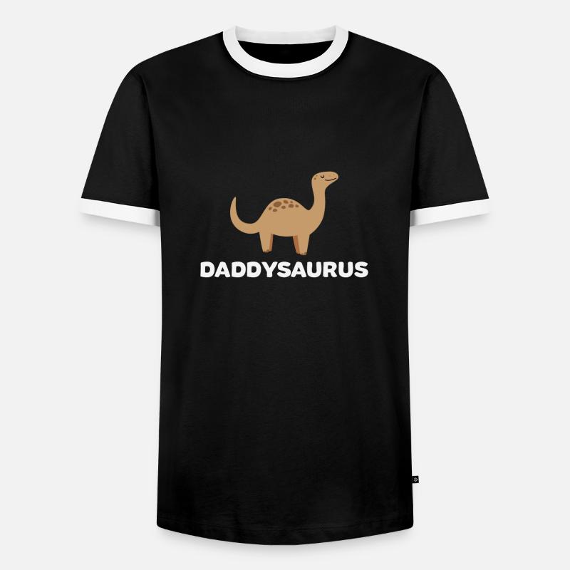 Daddysaurus Funny Dinosaur Daddy Gift - Men's Ringer Shirt - black/white