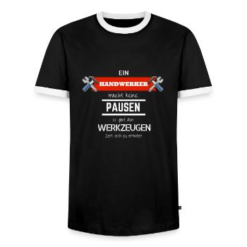 Handwerker macht keine Pausen Heimwerker Geschenk - Männer Kontrast-T-Shirt - Schwarz/Weiß - Vorne - AI Model Female 172 light (172cm) & AI Model Male 178 light (178cm)