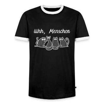 Lustige Katzen igitt Menschen Katze Geek Geschenk - Männer Kontrast-T-Shirt - Schwarz/Weiß - Vorne - AI Model Female 172 light (172cm) & AI Model Male 178 light (178cm)