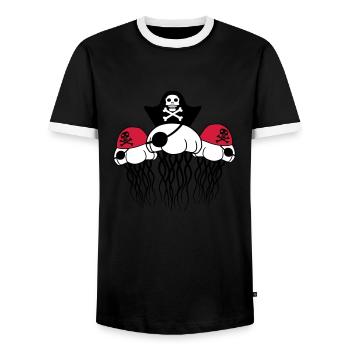 3 freunde party team crew pirat seeraeuber matrose - Männer Kontrast-T-Shirt - Schwarz/Weiß - Vorne - AI Model Female 172 light (172cm) & AI Model Male 178 light (178cm)