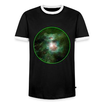 Galaxy - Space - Stars - Cosmic - Art - Universe - Men's Ringer Shirt - black/white - Front - AI Model Female 172 light (172cm) & AI Model Male 178 light (178cm)