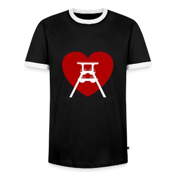 Ruhr. Ruhr. Accueil. Chevalement. Charbon. - T-shirt contrasté Homme - noir/blanc - Devant - AI Model Female 172 light (172cm) & AI Model Male 178 light (178cm)