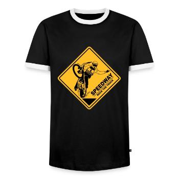 Speedway - Männer Kontrast-T-Shirt - Schwarz/Weiß - Vorne - AI Model Female 172 light (172cm) & AI Model Male 178 light (178cm)