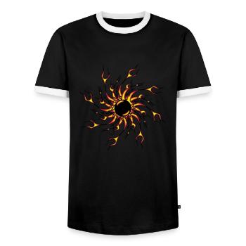 Feuer flammen feuerball - Männer Kontrast-T-Shirt - Schwarz/Weiß - Vorne - AI Model Female 172 light (172cm) & AI Model Male 178 light (178cm)