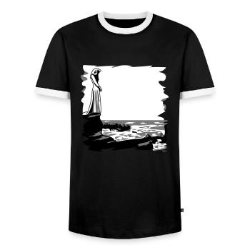 Gothic Hand Rosenkranz - Männer Kontrast-T-Shirt - Schwarz/Weiß - Vorne - AI Model Female 172 light (172cm) & AI Model Male 178 light (178cm)
