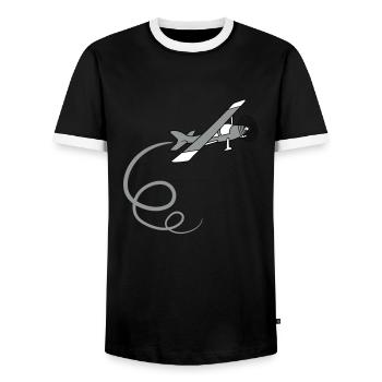 looping aerobatics aerobatic propeller small plane - Men's Ringer Shirt - black/white - Front - AI Model Female 172 light (172cm) & AI Model Male 178 light (178cm)