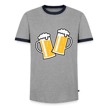 2 chopes à bière Toast (bière / chope à bière / 3C) - T-shirt contrasté Homme - gris/marine  - Devant - AI Model Female 172 light (172cm) & AI Model Male 178 light (178cm)
