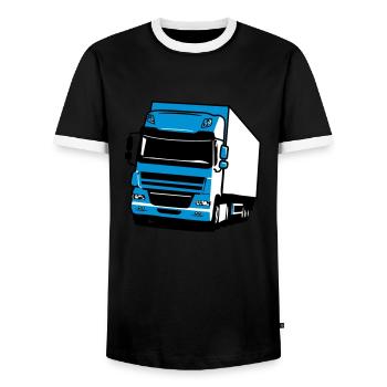 Truck truck trailer - Men's Ringer Shirt - black/white - Front - AI Model Female 172 light (172cm) & AI Model Male 178 light (178cm)