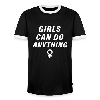 Mädchen können alles tun - Männer Kontrast-T-Shirt - Schwarz/Weiß - Vorne - AI Model Female 172 light (172cm) & AI Model Male 178 light (178cm)