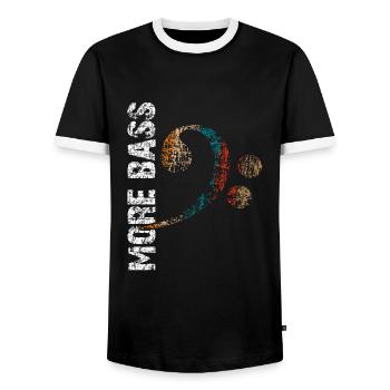 More bass - Men's Ringer Shirt - black/white - Front - AI Model Female 172 light (172cm) & AI Model Male 178 light (178cm)