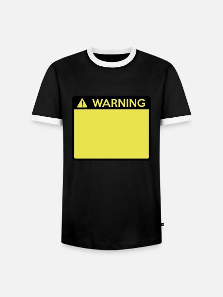 Warning Sign (2 colour) - Men's Ringer Shirt - black/white