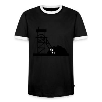 Coal mine mine gift idea work hobby - Men's Ringer Shirt - black/white - Front - AI Model Female 172 light (172cm) & AI Model Male 178 light (178cm)