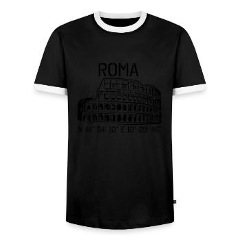 Rom Koordinaten N 41° 54' 10'' O 12° 29' 46'' - Männer Kontrast-T-Shirt - Schwarz/Weiß - Vorne - AI Model Female 172 light (172cm) & AI Model Male 178 light (178cm)