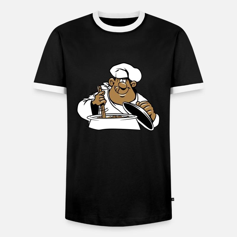 kochen koch comic witzig - Männer Kontrast-T-Shirt - Schwarz/Weiß