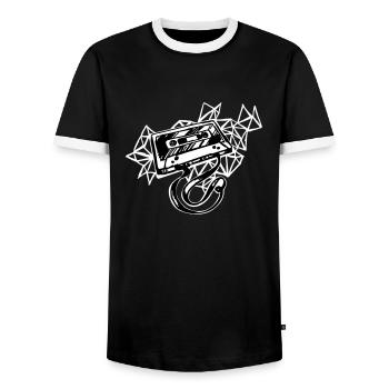 Retro Kassette - Männer Kontrast-T-Shirt - Schwarz/Weiß - Vorne - AI Model Female 172 light (172cm) & AI Model Male 178 light (178cm)