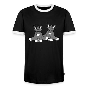 2 freunde team bayern hut bier alkohol - Männer Kontrast-T-Shirt - Schwarz/Weiß - Vorne - AI Model Female 172 light (172cm) & AI Model Male 178 light (178cm)