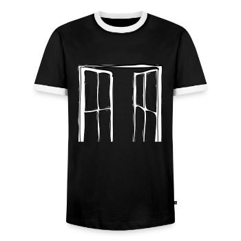 Fenster - Männer Kontrast-T-Shirt - Schwarz/Weiß - Vorne - AI Model Female 172 light (172cm) & AI Model Male 178 light (178cm)