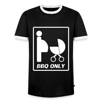 BBQ only - Men's Ringer Shirt - black/white - Front - AI Model Female 172 light (172cm) & AI Model Male 178 light (178cm)
