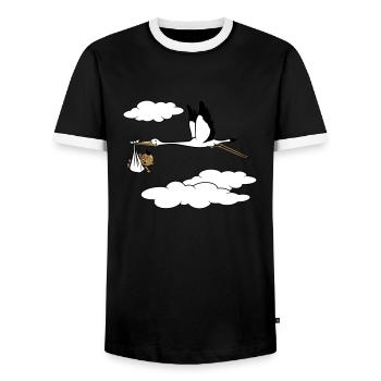 cigognes bébé - T-shirt contrasté Homme - noir/blanc - Devant - AI Model Female 172 light (172cm) & AI Model Male 178 light (178cm)