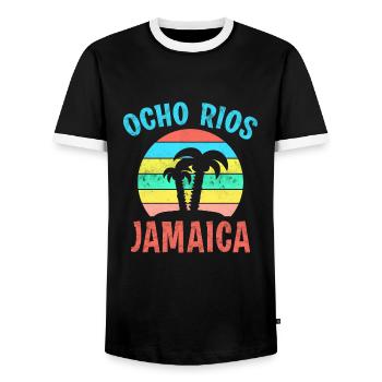 OCHO RIOS JAMAICA Coucher de soleil Caraïbes Jamaïque - T-shirt contrasté Homme - noir/blanc - Devant - AI Model Female 172 light (172cm) & AI Model Male 178 light (178cm)