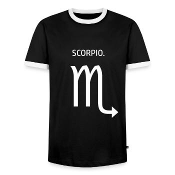 Signe du zodiaque Horoscope Scorpion Signe du zodiaque Du Scorpion - T-shirt contrasté Homme - noir/blanc - Devant - AI Model Female 172 light (172cm) & AI Model Male 178 light (178cm)