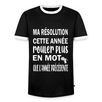 Ma résolution cette année rouler plus en moto - T-shirt contrasté Homme - noir/blanc - Devant - AI Model Female 172 light (172cm) & AI Model Male 178 light (178cm)