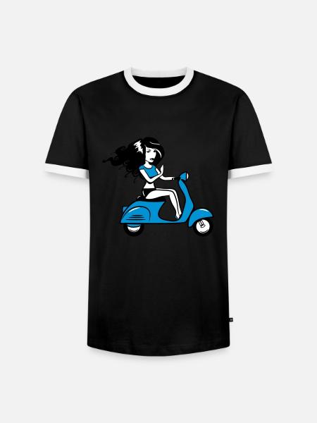 motorroller mädchen sexy - Männer Kontrast-T-Shirt - Schwarz/Weiß