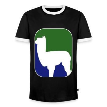 Alpaka Design grün blau Silhouette - Männer Kontrast-T-Shirt - Schwarz/Weiß - Vorne - AI Model Female 172 light (172cm) & AI Model Male 178 light (178cm)